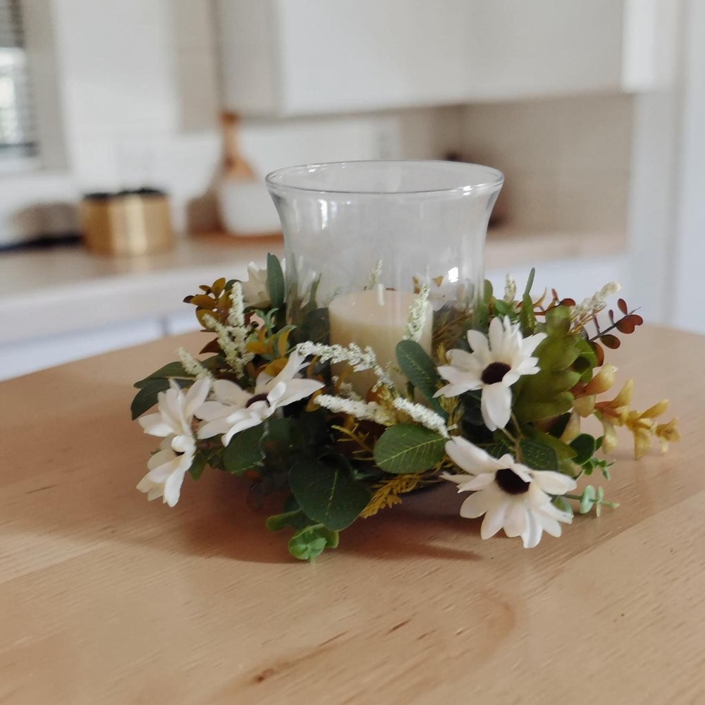 Mini Fall Wreath, Candle Ring, Grapevine Wreath Year Round Cabinet Decor MIrror